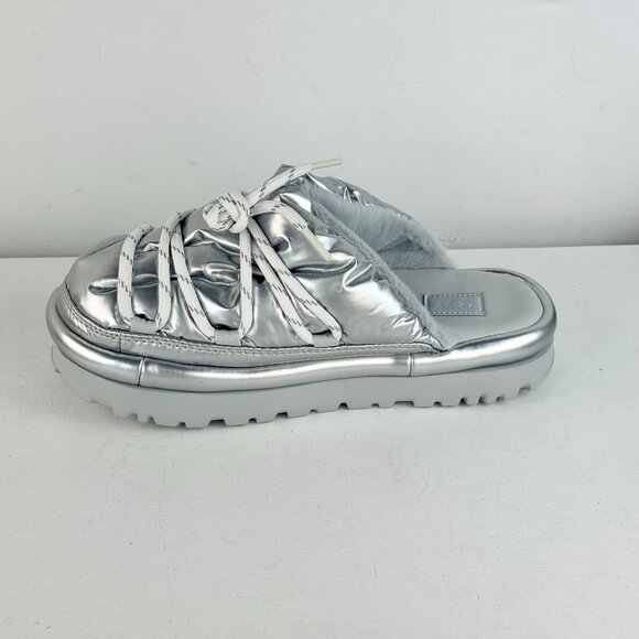 Women 8 - UGG HI Shine Spaceslider Slide Silver Sandal - Picture 3 of 8